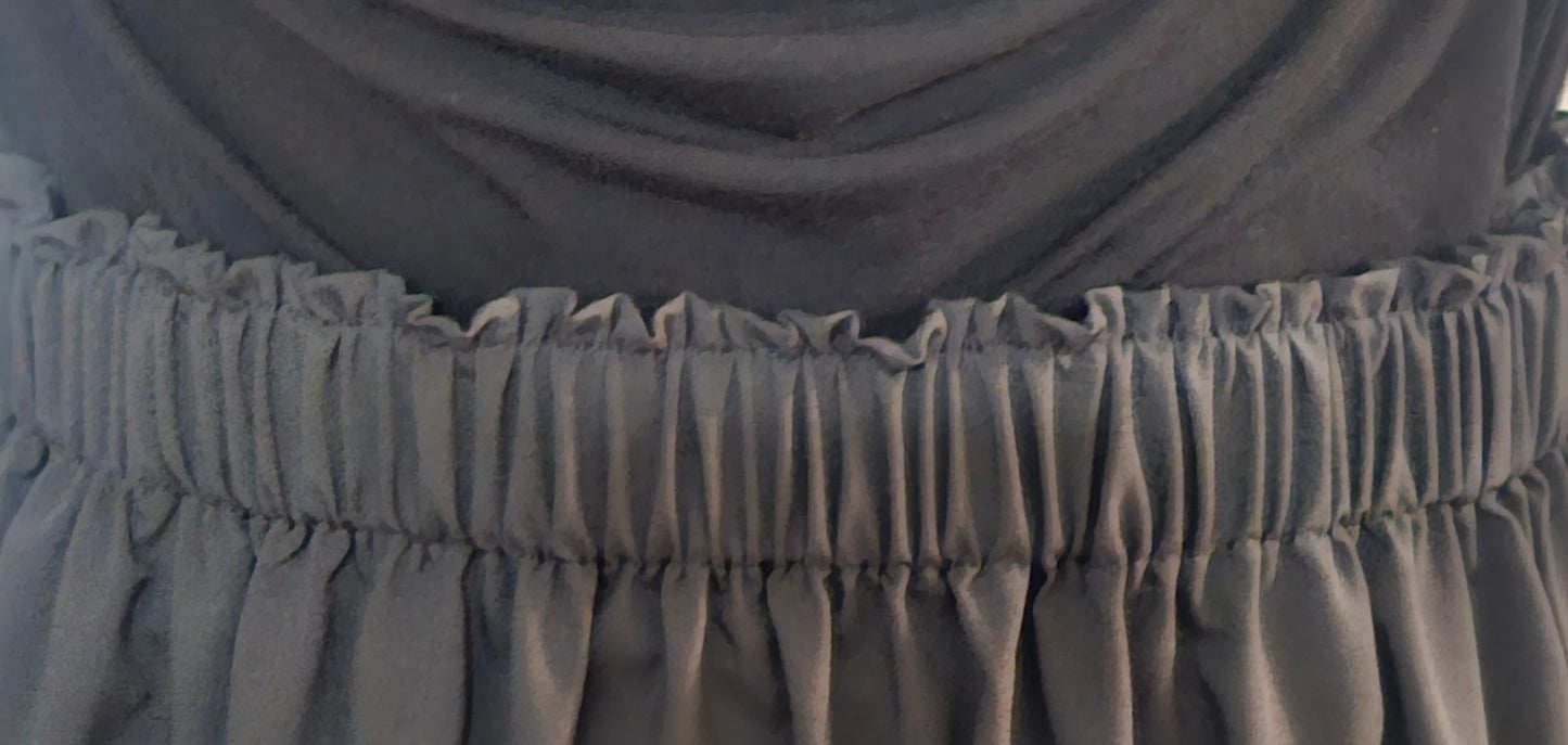 Black on black Ribbon skirt with pockets and applique