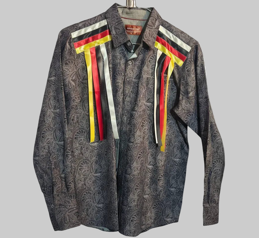 Button Down Native American made Ribbon shirt