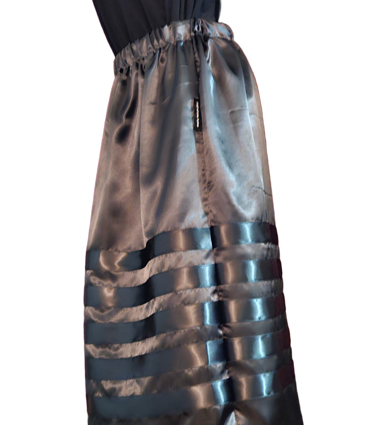 Black Satin Ribbon skirt with pockets