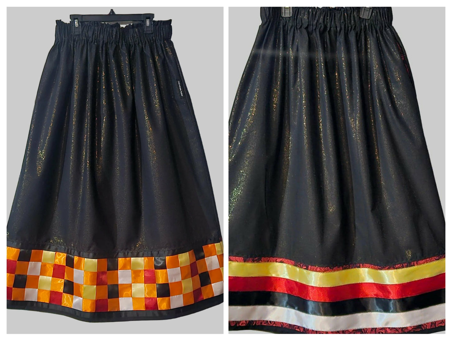 Basket wave Ribbon skirt with pockets