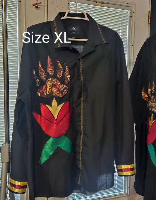 Button Down Native American made Ribbon shirt