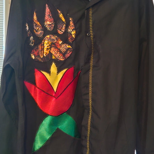 Button Down Native American made Ribbon shirt