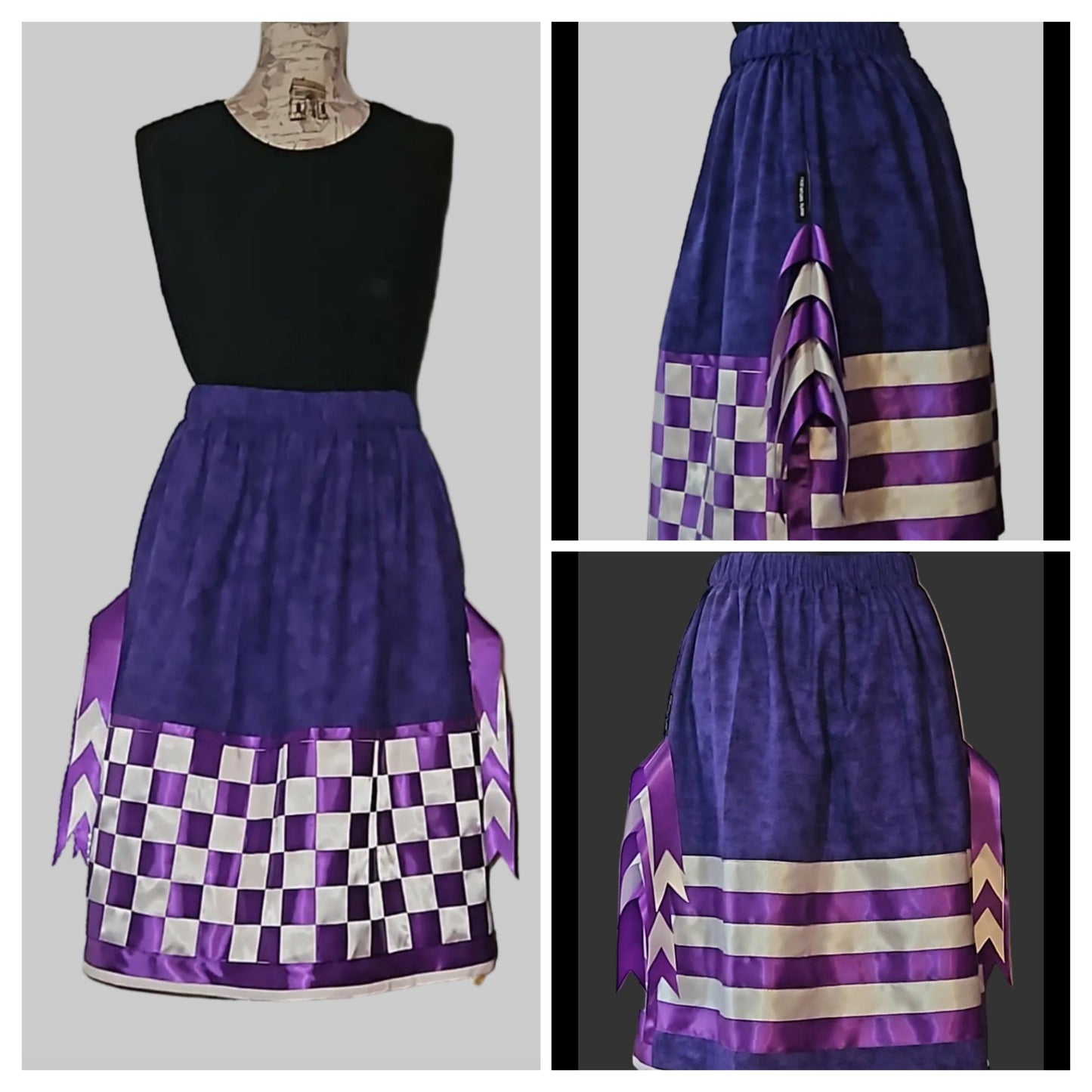Basket woven Ribbon skirt with pockets
