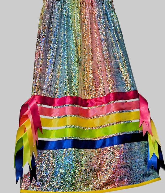 Ribbon Skirt with Pockets and Ribbon Fringe