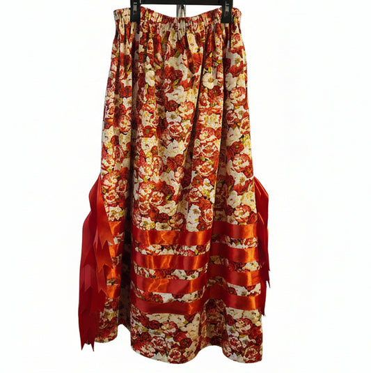 Ribbon skirt with pockets and ribbon fringe